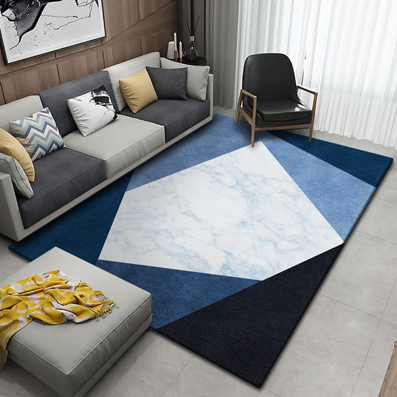 Relaxing Living Room Rug Multi Color Floral Print Indoor Rug Synthetics Non-Slip Backing Pet Friendly Area Carpet Dark Blue-White Clearhalo 'Area Rug' 'Modern' 'Rugs' Rug' 2288535