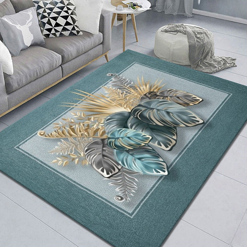 Modern Living Room Rug Multi Color Plant Printed Indoor Rug Polypropylene Anti-Slip Easy Care Carpet Clearhalo 'Area Rug' 'Modern' 'Rugs' Rug' 2288541