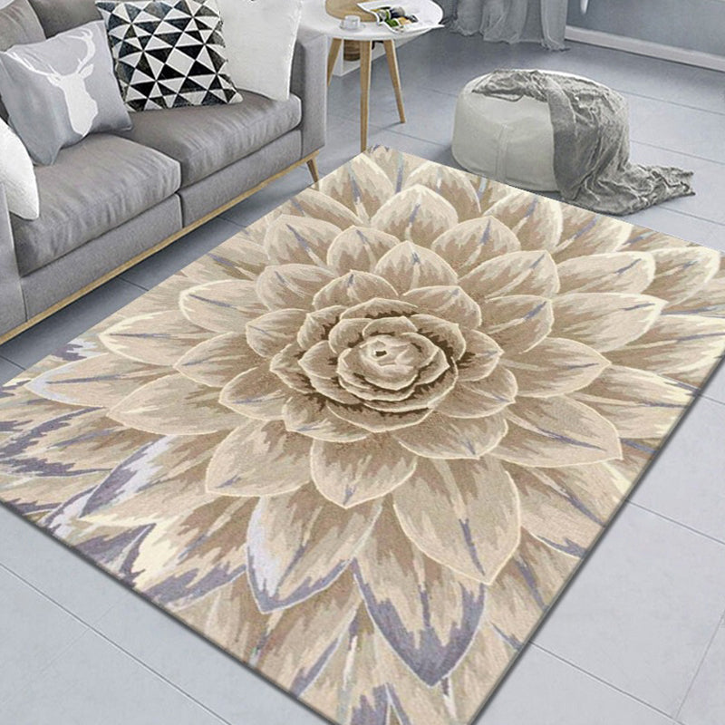 Modern Living Room Rug Multi Color Plant Printed Indoor Rug Polypropylene Anti-Slip Easy Care Carpet Khaki Clearhalo 'Area Rug' 'Modern' 'Rugs' Rug' 2288542