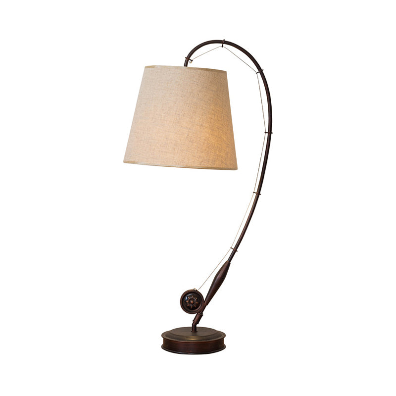 Brown Fishing Rod Table Lamp Traditional Fabric 1 Light Bedroom Night Table Lamp Clearhalo 'Lamps' 'Table Lamps' Lighting' 228881