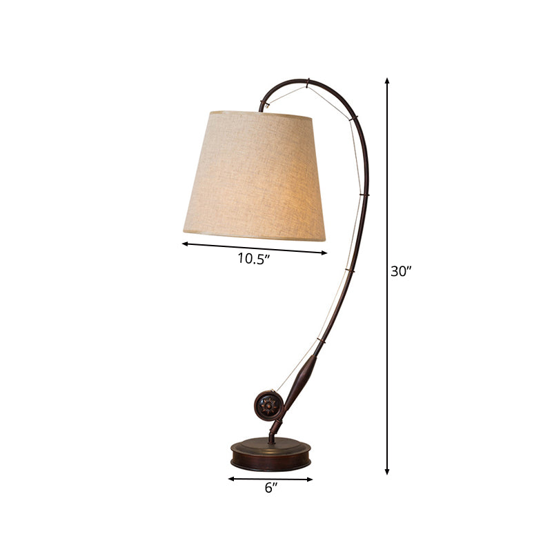 Brown Fishing Rod Table Lamp Traditional Fabric 1 Light Bedroom Night Table Lamp Clearhalo 'Lamps' 'Table Lamps' Lighting' 228882