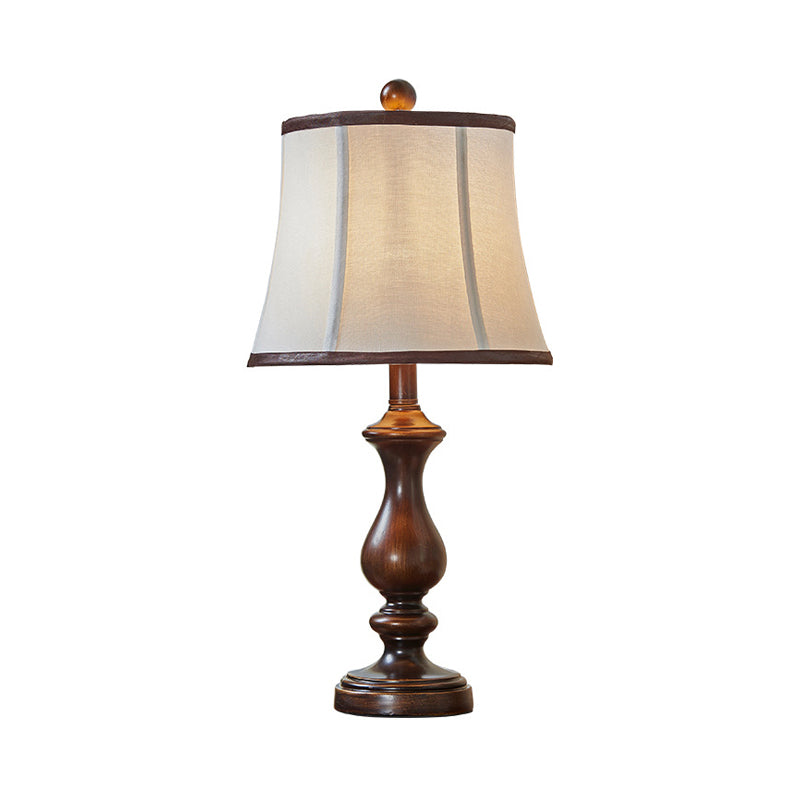 1 Light Wood Task Lighting Antique Style Brown Urn Shape Study Room Night Table Lamp Clearhalo 'Lamps' 'Table Lamps' Lighting' 228925