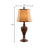 Resin Red Brown Font Reading Light Vintage 1 Light Living Room Table Lamp with Paneled Bell Shade Clearhalo 'Lamps' 'Table Lamps' Lighting' 228963