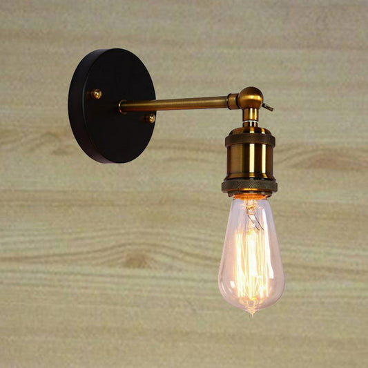 Antiqued Brass Naked Bulb Base Wall Lamp Industrial Metal 1 Head Garage Wall Sconce with Swivel Brass Clearhalo 'Art deco wall lights' 'Cast Iron' 'Glass' 'Industrial wall lights' 'Industrial' 'Middle century wall lights' 'Modern' 'Rustic wall lights' 'Tiffany' 'Traditional wall lights' 'Wall Lamps & Sconces' 'Wall Lights' Lighting' 2289650