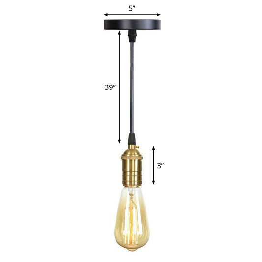 Edison Bulb Socket Aluminum Pendant Light Industrial Single Living Room Hanging Lamp in Black Black L Clearhalo 'Art Deco Pendants' 'Black' 'Cast Iron' 'Ceiling Lights' 'Ceramic' 'Crystal' 'Industrial Pendants' 'Industrial' 'Metal' 'Middle Century Pendants' 'Pendant Lights' 'Pendants' 'Rustic Pendants' 'Tiffany' Lighting' 2289676