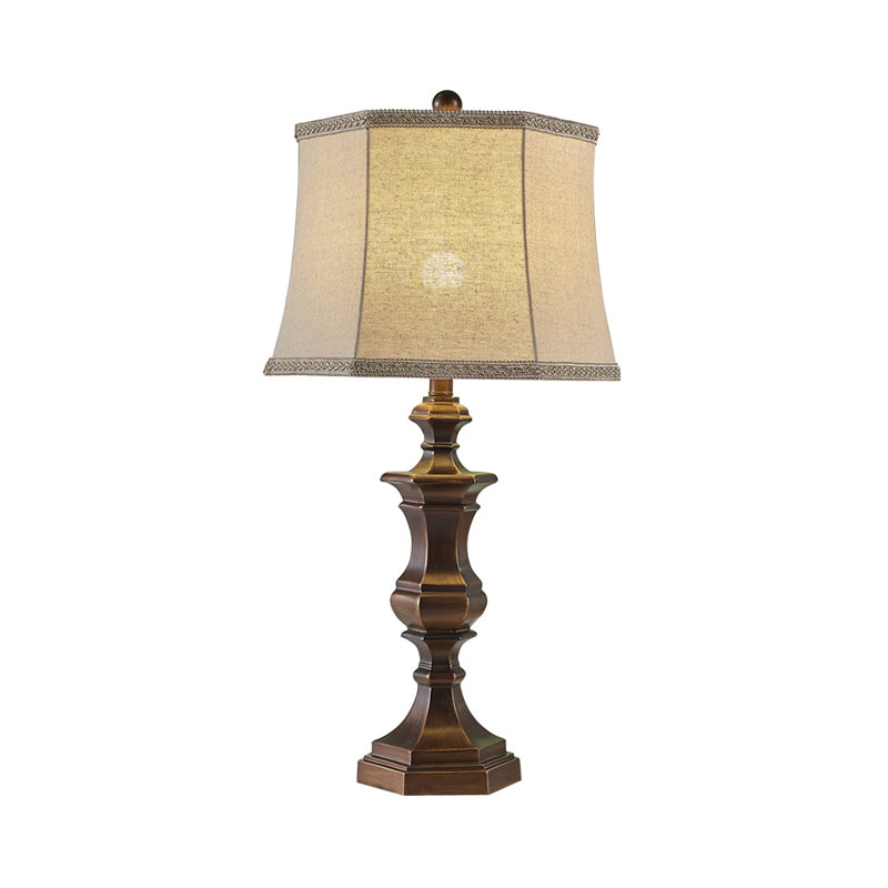 Brown Baluster Night Table Lamp Vintage Resin 1 Light Bedroom Reading Light with Tapered Shade Clearhalo 'Lamps' 'Table Lamps' Lighting' 228976