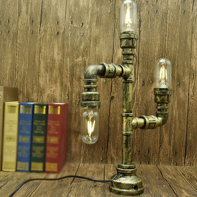 Water Pipe Night Table Lamp Industrial Metal Nightstand Light for Dorm Room  Decoration