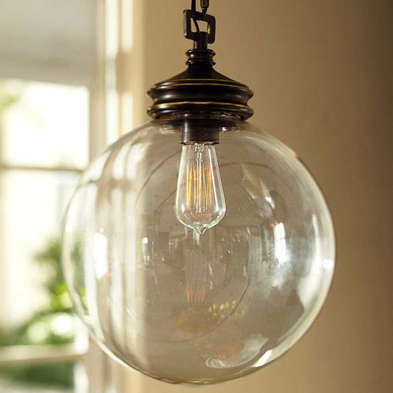 Clear Glass Sphere Hanging Light Simplicity 1��Bulb Restaurant Pendant Light Fixture Clearhalo 'Ceiling Lights' 'Glass shade' 'Glass' 'Industrial Pendants' 'Industrial' 'Middle Century Pendants' 'Pendant Lights' 'Pendants' 'Tiffany' Lighting' 2290006