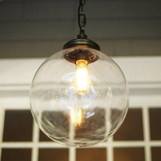 Clear Glass Sphere Hanging Light Simplicity 1��Bulb Restaurant Pendant Light Fixture Clearhalo 'Ceiling Lights' 'Glass shade' 'Glass' 'Industrial Pendants' 'Industrial' 'Middle Century Pendants' 'Pendant Lights' 'Pendants' 'Tiffany' Lighting' 2290009