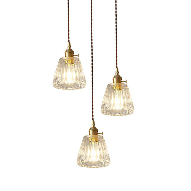 Tapered Clear Glass Hanging Lamp Vintage Single-Bulb Restaurant Lighting Pendant Clearhalo 'Ceiling Lights' 'Glass shade' 'Glass' 'Industrial Pendants' 'Industrial' 'Middle Century Pendants' 'Pendant Lights' 'Pendants' 'Tiffany' Lighting' 2290010