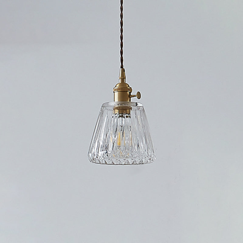 Tapered Clear Glass Hanging Lamp Vintage Single-Bulb Restaurant Lighting Pendant Clearhalo 'Ceiling Lights' 'Glass shade' 'Glass' 'Industrial Pendants' 'Industrial' 'Middle Century Pendants' 'Pendant Lights' 'Pendants' 'Tiffany' Lighting' 2290014