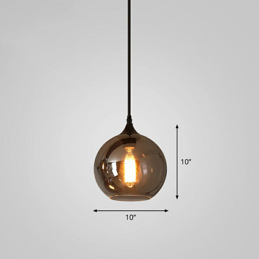 1 Bulb Hanging Light Simplicity Shaded Smoke Gray Glass Pendant Lighting Fixture Smoke Gray B Clearhalo 'Ceiling Lights' 'Glass shade' 'Glass' 'Industrial Pendants' 'Industrial' 'Middle Century Pendants' 'Pendant Lights' 'Pendants' 'Tiffany' Lighting' 2290032