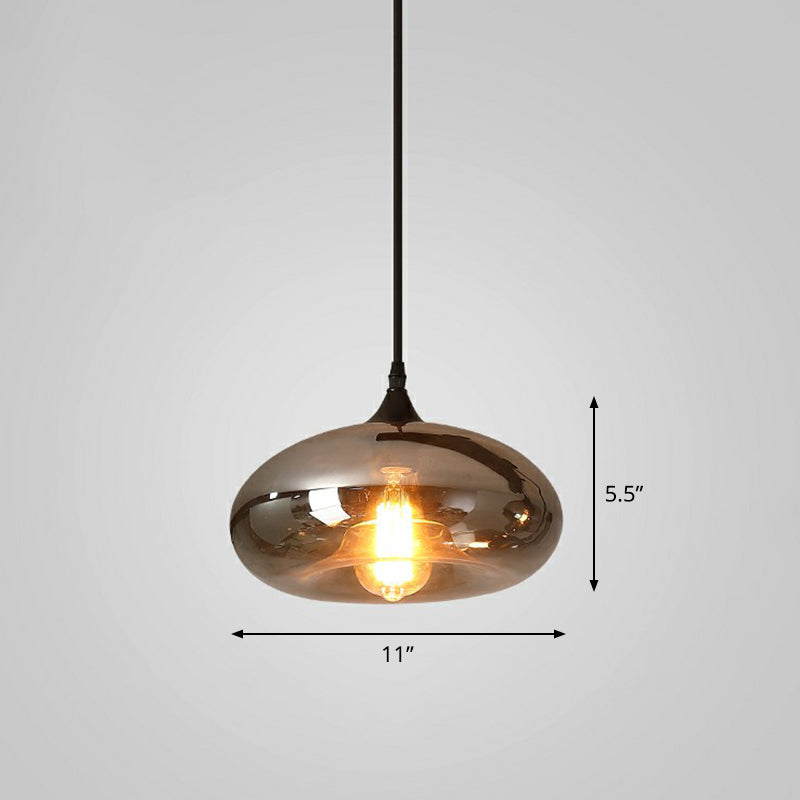 1 Bulb Hanging Light Simplicity Shaded Smoke Gray Glass Pendant Lighting Fixture Smoke Gray A Clearhalo 'Ceiling Lights' 'Lighting' 'Pendant Lights' 2290033_fe7c21ae-3f6a-4497-bd09-64c6021d0855