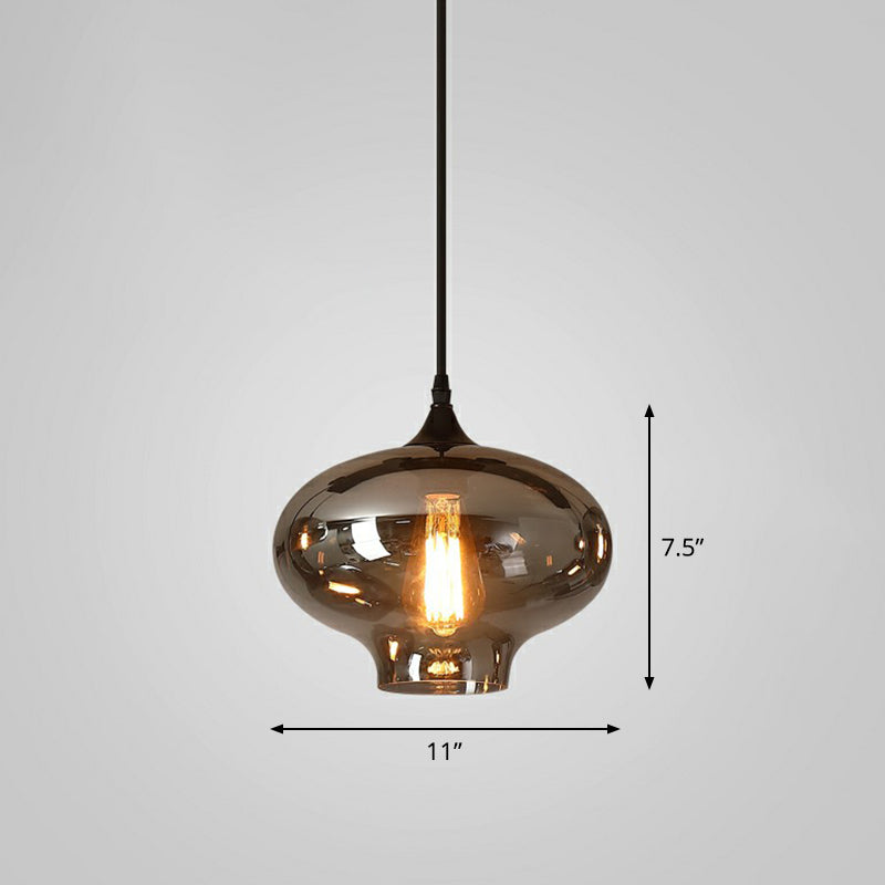 1 Bulb Hanging Light Simplicity Shaded Smoke Gray Glass Pendant Lighting Fixture Smoke Gray C Clearhalo 'Ceiling Lights' 'Lighting' 'Pendant Lights' 2290034_10c50068-85fe-452a-b299-c37f31d216d6