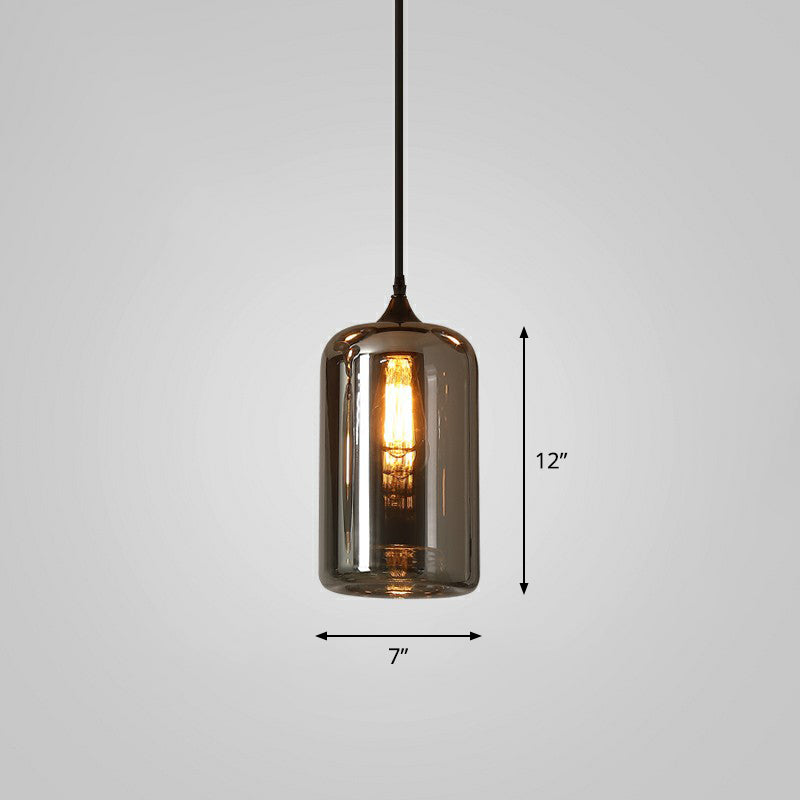 1 Bulb Hanging Light Simplicity Shaded Smoke Gray Glass Pendant Lighting Fixture Smoke Gray D Clearhalo 'Ceiling Lights' 'Lighting' 'Pendant Lights' 2290035_3fe925c2-3438-4194-8d22-0c8907a7a604