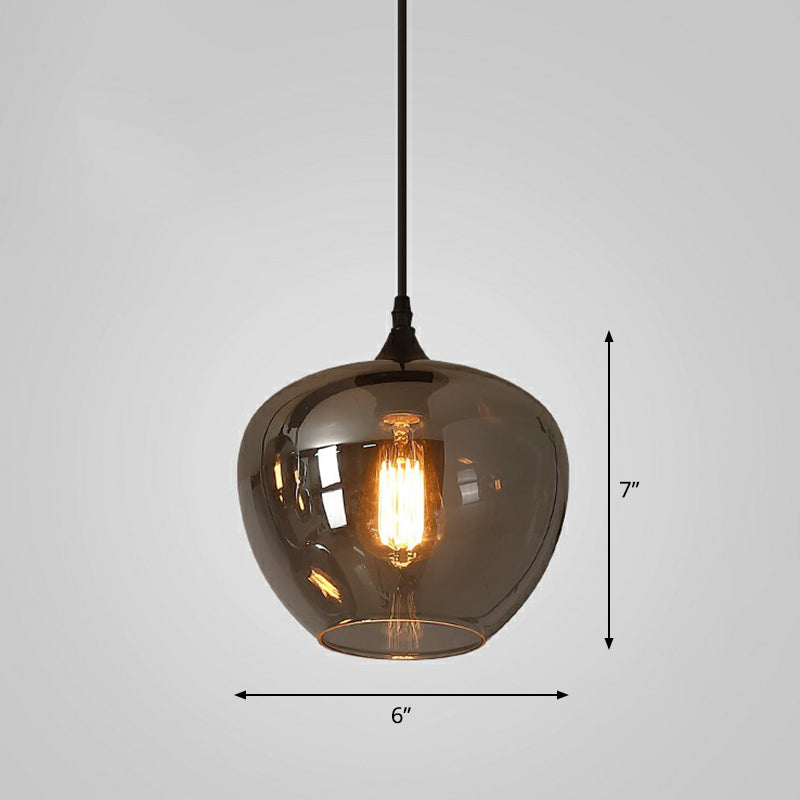 1 Bulb Hanging Light Simplicity Shaded Smoke Gray Glass Pendant Lighting Fixture Smoke Gray E Clearhalo 'Ceiling Lights' 'Lighting' 'Pendant Lights' 2290036_b8c2bc56-e7ad-460b-a5ec-3fd5b88b782d