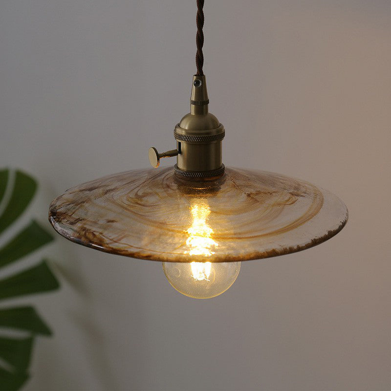 Cognac Glass Cone Shade Hanging Lamp Vintage Single-Bulb Restaurant Lighting Pendant Clearhalo 'Ceiling Lights' 'Glass shade' 'Glass' 'Industrial Pendants' 'Industrial' 'Middle Century Pendants' 'Pendant Lights' 'Pendants' 'Tiffany' Lighting' 2290039
