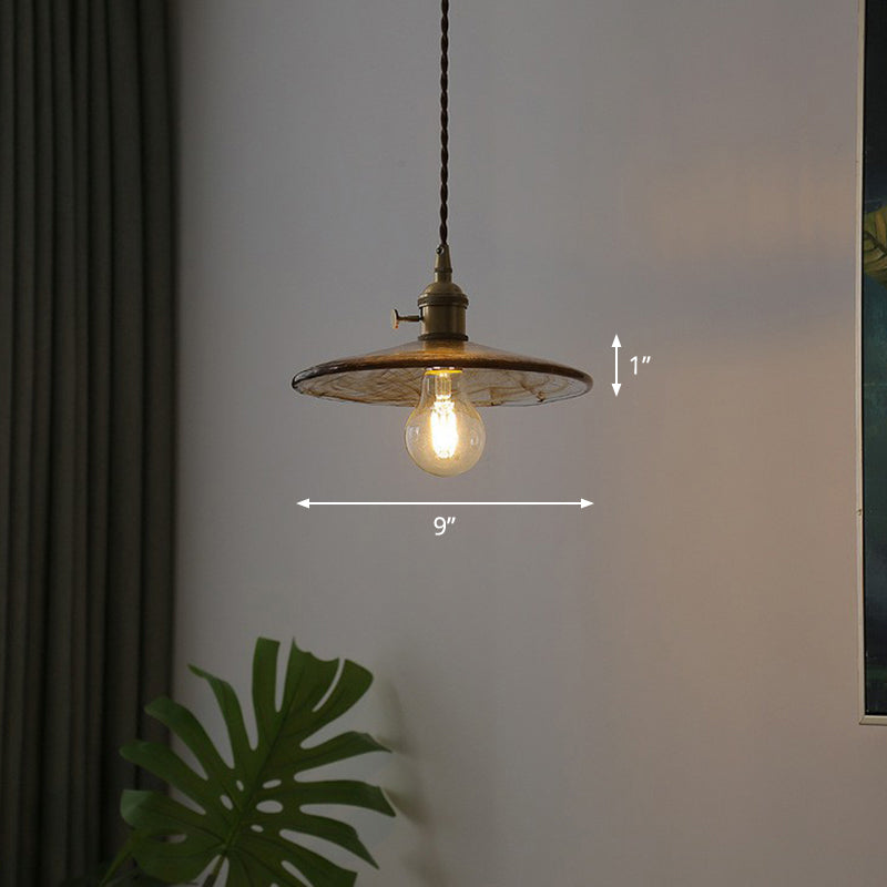 Cognac Glass Cone Shade Hanging Lamp Vintage Single-Bulb Restaurant Lighting Pendant Clearhalo 'Ceiling Lights' 'Glass shade' 'Glass' 'Industrial Pendants' 'Industrial' 'Middle Century Pendants' 'Pendant Lights' 'Pendants' 'Tiffany' Lighting' 2290041