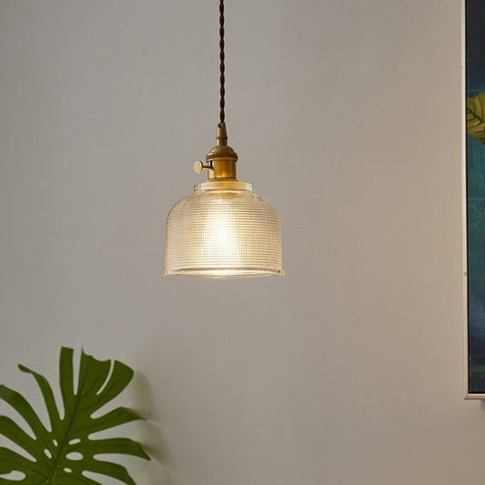 Clear Prismatic Glass Bell Hanging Light Simplicity 1-Light Dining Room Hanging Light Fixture Clear Clearhalo 'Ceiling Lights' 'Glass shade' 'Glass' 'Industrial Pendants' 'Industrial' 'Middle Century Pendants' 'Pendant Lights' 'Pendants' 'Tiffany' Lighting' 2290060