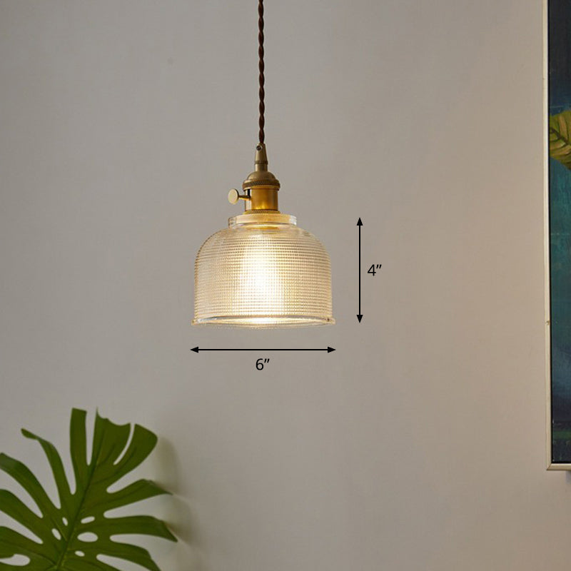 Clear Prismatic Glass Bell Hanging Light Simplicity 1-Light Dining Room Hanging Light Fixture Clearhalo 'Ceiling Lights' 'Glass shade' 'Glass' 'Industrial Pendants' 'Industrial' 'Middle Century Pendants' 'Pendant Lights' 'Pendants' 'Tiffany' Lighting' 2290064