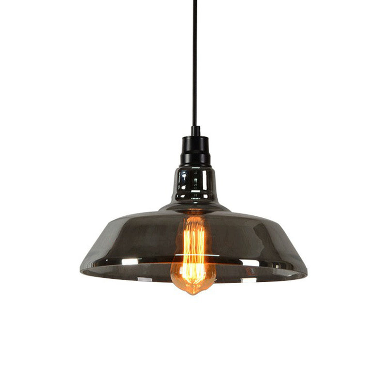 Pot Cover Glass Hanging Lamp Vintage Style Single-Bulb Restaurant Lighting Pendant Clearhalo 'Ceiling Lights' 'Glass shade' 'Glass' 'Industrial Pendants' 'Industrial' 'Middle Century Pendants' 'Pendant Lights' 'Pendants' 'Tiffany' Lighting' 2290068