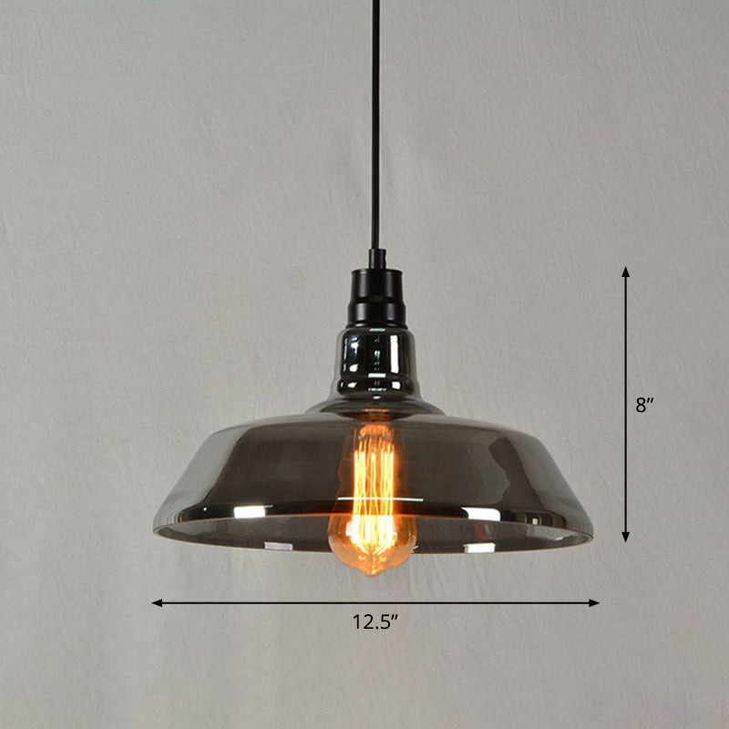 Pot Cover Glass Hanging Lamp Vintage Style Single-Bulb Restaurant Lighting Pendant Clearhalo 'Ceiling Lights' 'Glass shade' 'Glass' 'Industrial Pendants' 'Industrial' 'Middle Century Pendants' 'Pendant Lights' 'Pendants' 'Tiffany' Lighting' 2290069