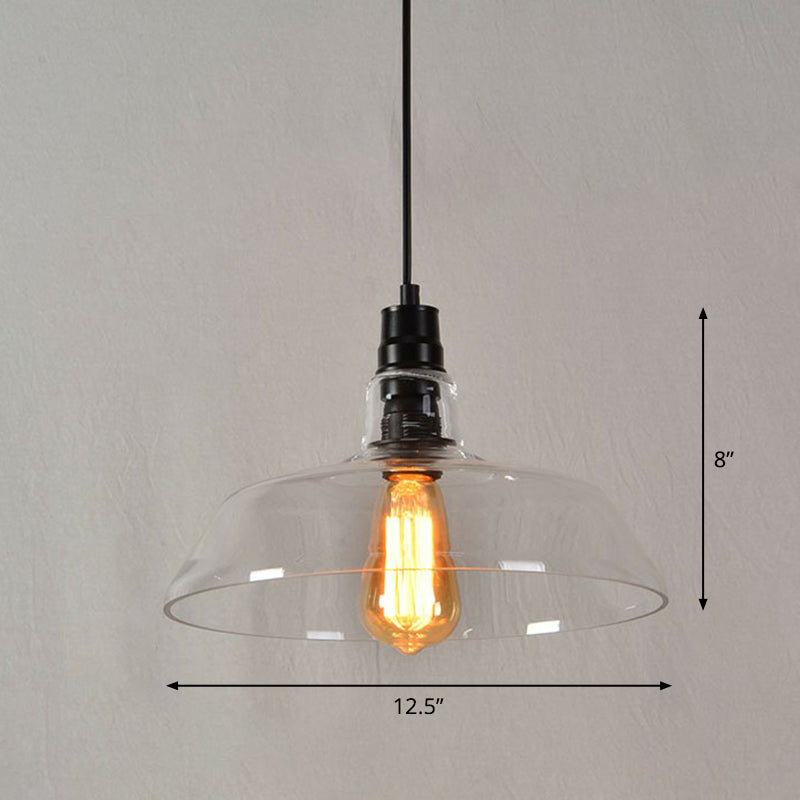 Pot Cover Glass Hanging Lamp Vintage Style Single-Bulb Restaurant Lighting Pendant Clearhalo 'Ceiling Lights' 'Glass shade' 'Glass' 'Industrial Pendants' 'Industrial' 'Middle Century Pendants' 'Pendant Lights' 'Pendants' 'Tiffany' Lighting' 2290070
