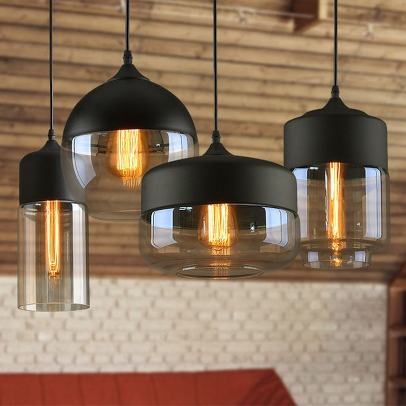 Amber Glass Shaded Hanging Lamp Vintage Style Single-Bulb Dining Room Lighting Pendant Clearhalo 'Ceiling Lights' 'Glass shade' 'Glass' 'Industrial Pendants' 'Industrial' 'Middle Century Pendants' 'Pendant Lights' 'Pendants' 'Tiffany' Lighting' 2290085