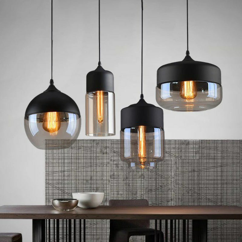Amber Glass Shaded Hanging Lamp Vintage Style Single-Bulb Dining Room Lighting Pendant Clearhalo 'Ceiling Lights' 'Glass shade' 'Glass' 'Industrial Pendants' 'Industrial' 'Middle Century Pendants' 'Pendant Lights' 'Pendants' 'Tiffany' Lighting' 2290087