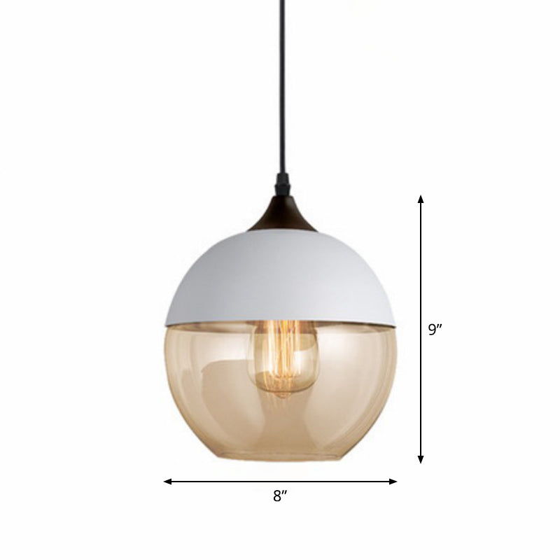 Amber Glass Shaded Hanging Lamp Vintage Style Single-Bulb Dining Room Lighting Pendant White A Clearhalo 'Ceiling Lights' 'Glass shade' 'Glass' 'Industrial Pendants' 'Industrial' 'Middle Century Pendants' 'Pendant Lights' 'Pendants' 'Tiffany' Lighting' 2290089