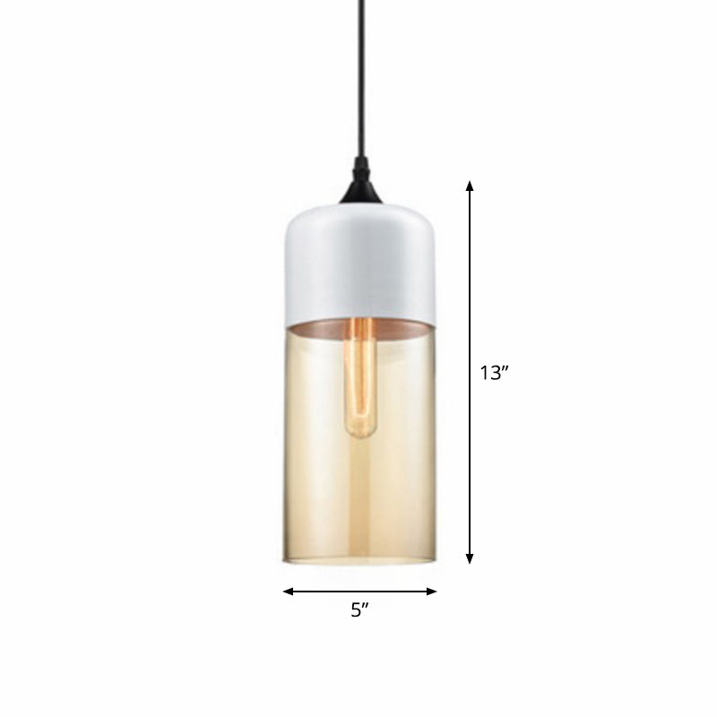 Amber Glass Shaded Hanging Lamp Vintage Style Single-Bulb Dining Room Lighting Pendant White B Clearhalo 'Ceiling Lights' 'Glass shade' 'Glass' 'Industrial Pendants' 'Industrial' 'Middle Century Pendants' 'Pendant Lights' 'Pendants' 'Tiffany' Lighting' 2290090