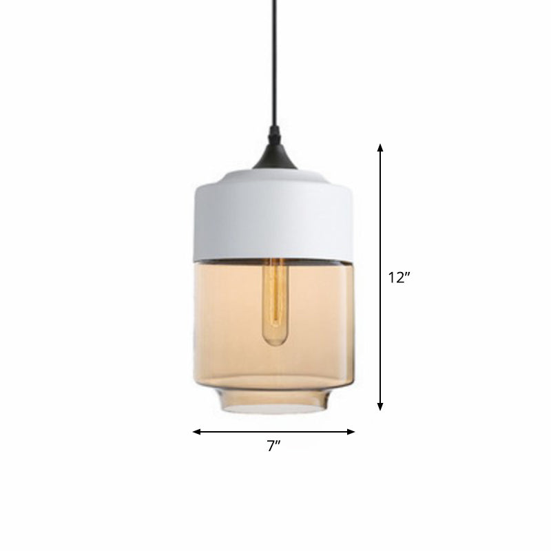 Amber Glass Shaded Hanging Lamp Vintage Style Single-Bulb Dining Room Lighting Pendant White C Clearhalo 'Ceiling Lights' 'Glass shade' 'Glass' 'Industrial Pendants' 'Industrial' 'Middle Century Pendants' 'Pendant Lights' 'Pendants' 'Tiffany' Lighting' 2290091