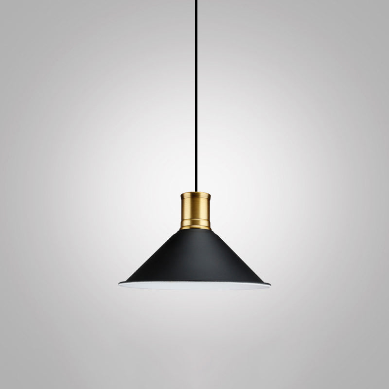 Metal Black Finish Drop Pendant Geometric Shade Single-Bulb Industrial Hanging Light Black J Clearhalo 'Art Deco Pendants' 'Black' 'Cast Iron' 'Ceiling Lights' 'Ceramic' 'Crystal' 'Industrial Pendants' 'Industrial' 'Metal' 'Middle Century Pendants' 'Pendant Lights' 'Pendants' 'Rustic Pendants' 'Tiffany' Lighting' 2290275