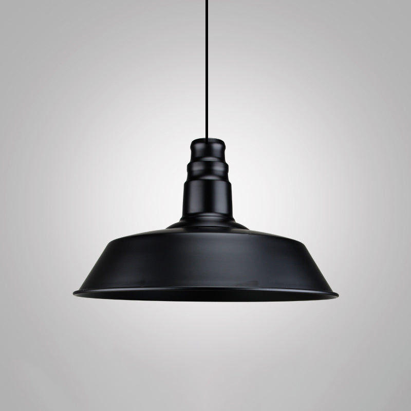 Metal Black Finish Drop Pendant Geometric Shade Single-Bulb Industrial Hanging Light Black E Clearhalo 'Art Deco Pendants' 'Black' 'Cast Iron' 'Ceiling Lights' 'Ceramic' 'Crystal' 'Industrial Pendants' 'Industrial' 'Metal' 'Middle Century Pendants' 'Pendant Lights' 'Pendants' 'Rustic Pendants' 'Tiffany' Lighting' 2290282