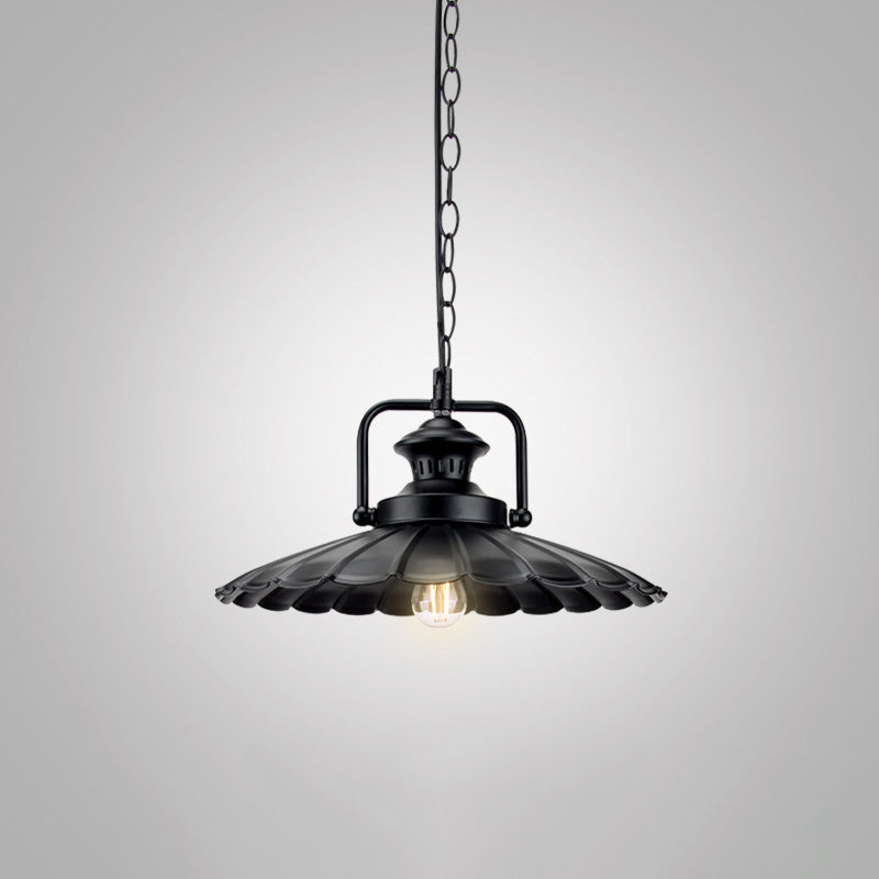 Metal Black Finish Drop Pendant Geometric Shade Single-Bulb Industrial Hanging Light Black H Clearhalo 'Art Deco Pendants' 'Black' 'Cast Iron' 'Ceiling Lights' 'Ceramic' 'Crystal' 'Industrial Pendants' 'Industrial' 'Metal' 'Middle Century Pendants' 'Pendant Lights' 'Pendants' 'Rustic Pendants' 'Tiffany' Lighting' 2290283