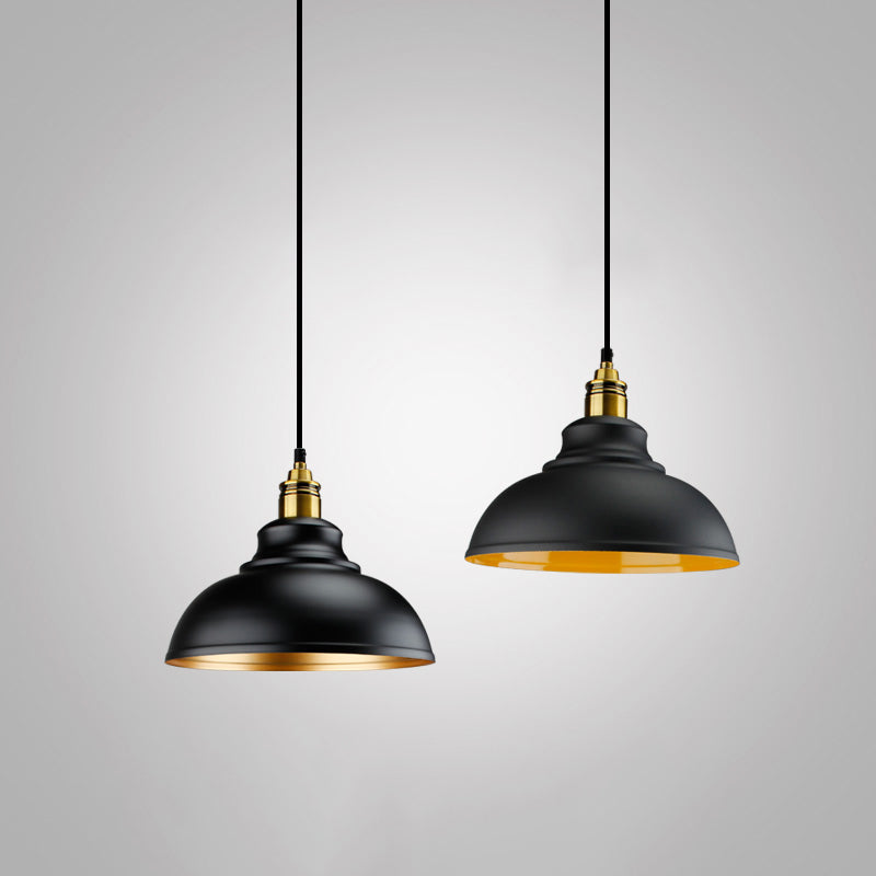 Metal Black Finish Drop Pendant Geometric Shade Single-Bulb Industrial Hanging Light Black K Clearhalo 'Art Deco Pendants' 'Black' 'Cast Iron' 'Ceiling Lights' 'Ceramic' 'Crystal' 'Industrial Pendants' 'Industrial' 'Metal' 'Middle Century Pendants' 'Pendant Lights' 'Pendants' 'Rustic Pendants' 'Tiffany' Lighting' 2290285