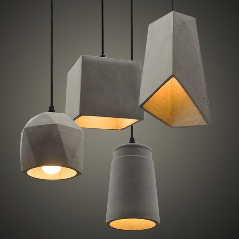 Grey Horn Suspended Lighting Fixture Simplicity 1-Light Cement Hanging Light for Restaurant Clearhalo 'Ceiling Lights' 'Modern Pendants' 'Modern' 'Pendant Lights' 'Pendants' Lighting' 2290362