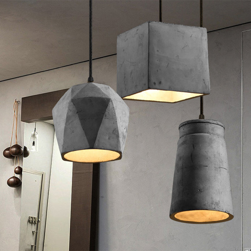 Grey Horn Suspended Lighting Fixture Simplicity 1-Light Cement Hanging Light for Restaurant Clearhalo 'Ceiling Lights' 'Modern Pendants' 'Modern' 'Pendant Lights' 'Pendants' Lighting' 2290365