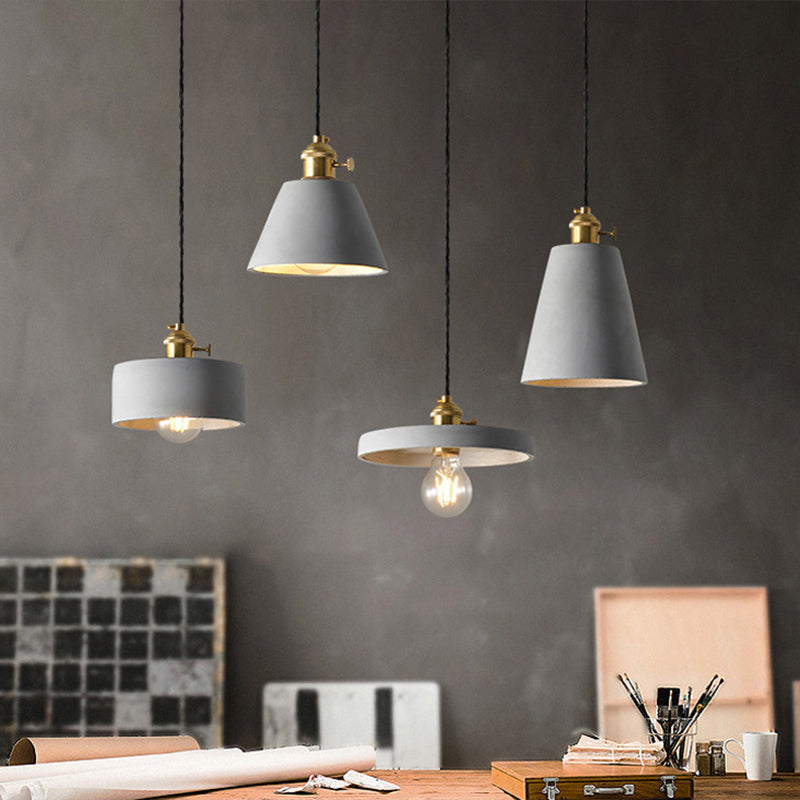 Nordic Single-Bulb Ceiling Hang Light Grey Horn Shaped Drop Pendant with Cement Shade Clearhalo 'Ceiling Lights' 'Modern Pendants' 'Modern' 'Pendant Lights' 'Pendants' Lighting' 2290367