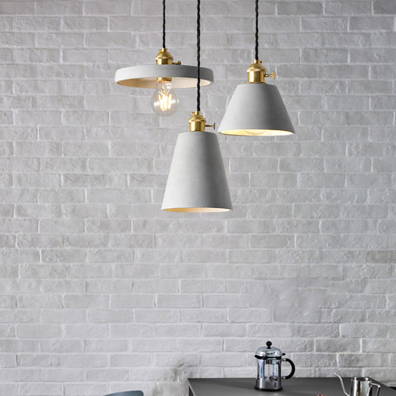 Nordic Single-Bulb Ceiling Hang Light Grey Horn Shaped Drop Pendant with Cement Shade Clearhalo 'Ceiling Lights' 'Modern Pendants' 'Modern' 'Pendant Lights' 'Pendants' Lighting' 2290369