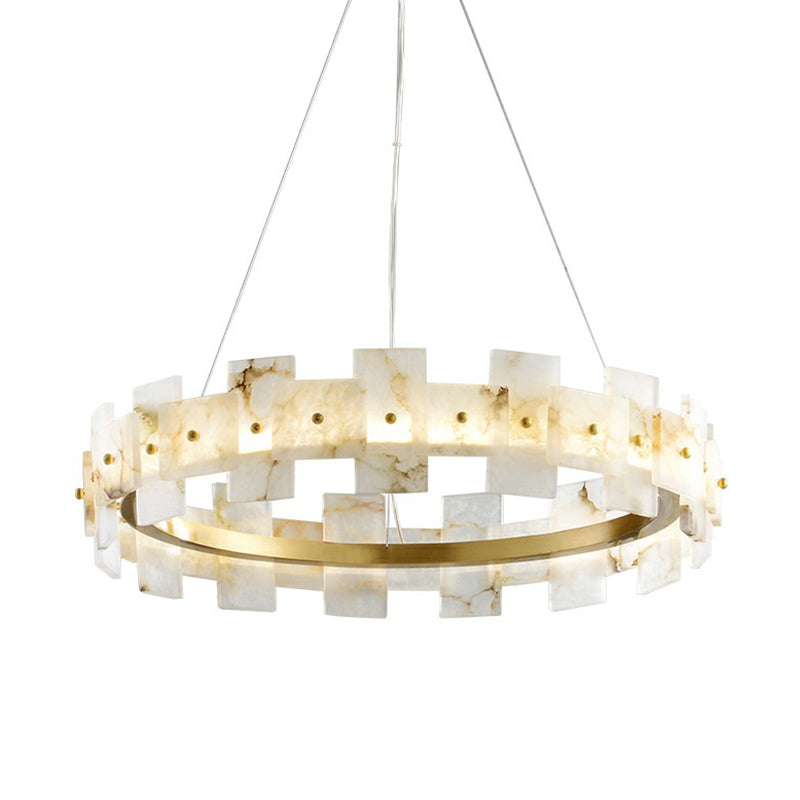 Marble Circle Hanging Lamp Minimalism White and Brass LED Pendant Light for Dining Room Clearhalo 'Ceiling Lights' 'Modern Pendants' 'Modern' 'Pendant Lights' 'Pendants' Lighting' 2290409