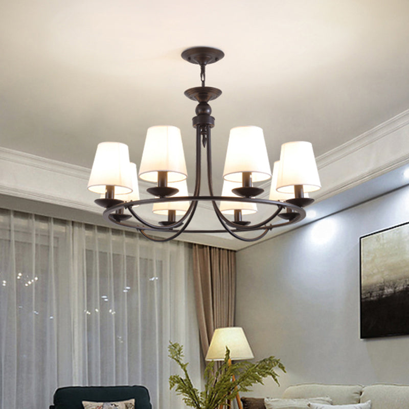 Classic Tapered Drum Suspension Light Fabric LED Chandelier Light in Black for Living Room Clearhalo 'Ceiling Lights' 'Chandeliers' Lighting' options 2290427