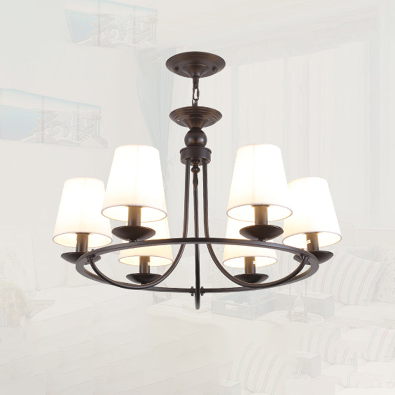 Classic Tapered Drum Suspension Light Fabric LED Chandelier Light in Black for Living Room Clearhalo 'Ceiling Lights' 'Chandeliers' Lighting' options 2290428