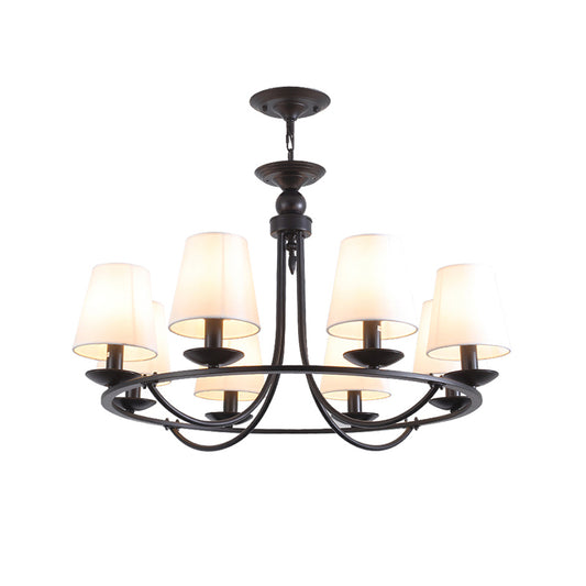 Classic Tapered Drum Suspension Light Fabric LED Chandelier Light in Black for Living Room Clearhalo 'Ceiling Lights' 'Chandeliers' Lighting' options 2290431