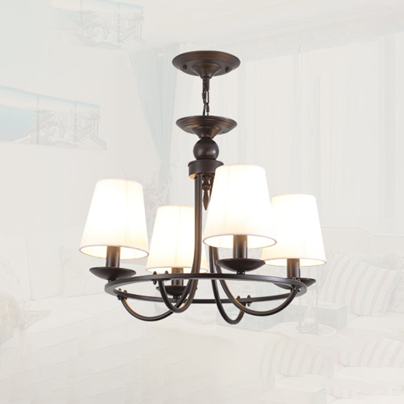 Classic Tapered Drum Suspension Light Fabric LED Chandelier Light in Black for Living Room 4 Black Clearhalo 'Ceiling Lights' 'Chandeliers' Lighting' options 2290432_1711a0e9-73a8-4180-b6d4-5779f33c1715