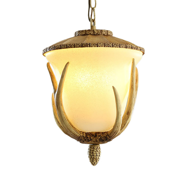 3 Lights Resin Hanging Lamp Country White Cup Shaped Restaurant Cluster Pendant with Elk Pattern Clearhalo 'Ceiling Lights' 'Chandeliers' Lighting' options 229064