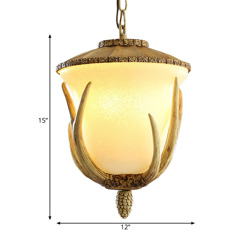 3 Lights Resin Hanging Lamp Country White Cup Shaped Restaurant Cluster Pendant with Elk Pattern Clearhalo 'Ceiling Lights' 'Chandeliers' Lighting' options 229065