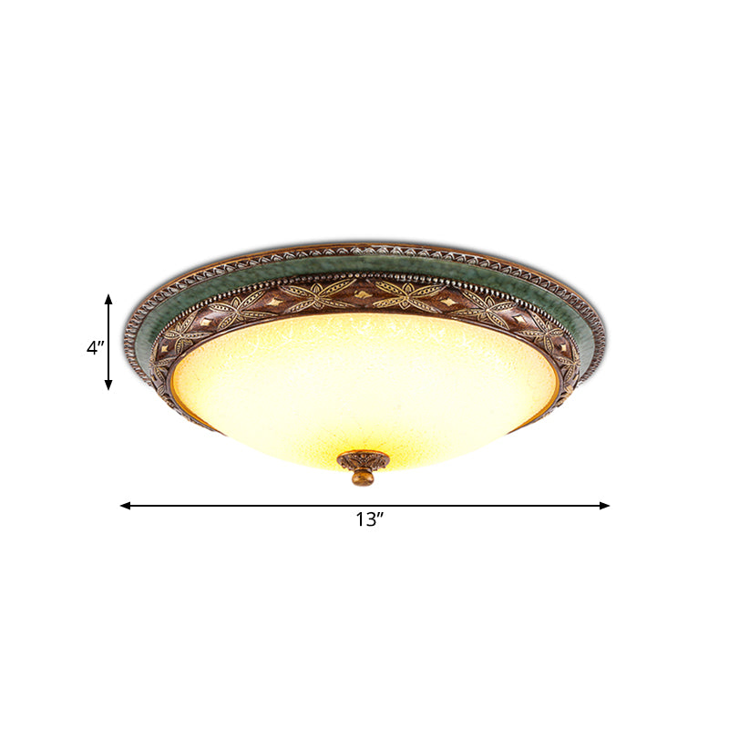 Green Flower Flush Mount Lighting Traditional Resin LED 16"/19.5"/13.5" W Living Room Flush Ceiling Light in Warm/White Light Clearhalo 'Ceiling Lights' 'Close To Ceiling Lights' 'Close to ceiling' 'Flush mount' Lighting' 229206