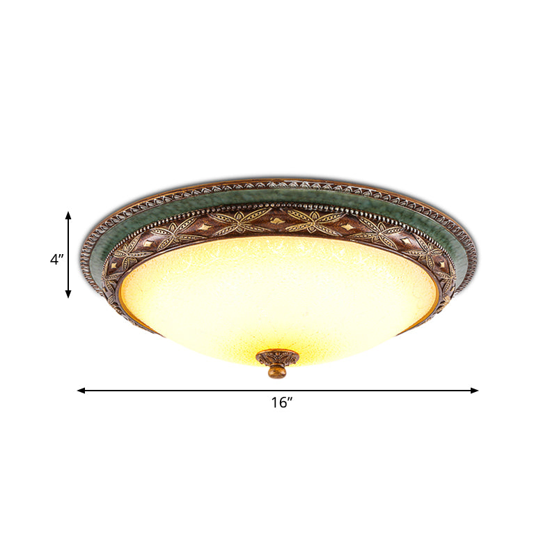 Green Flower Flush Mount Lighting Traditional Resin LED 16"/19.5"/13.5" W Living Room Flush Ceiling Light in Warm/White Light Clearhalo 'Ceiling Lights' 'Close To Ceiling Lights' 'Close to ceiling' 'Flush mount' Lighting' 229207