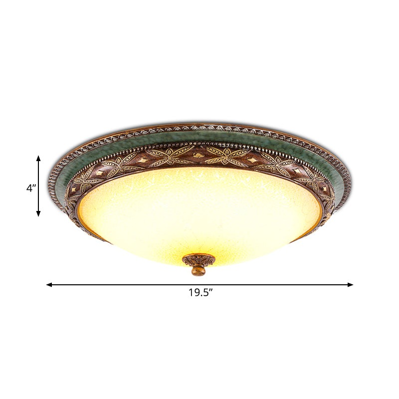 Green Flower Flush Mount Lighting Traditional Resin LED 16"/19.5"/13.5" W Living Room Flush Ceiling Light in Warm/White Light Clearhalo 'Ceiling Lights' 'Close To Ceiling Lights' 'Close to ceiling' 'Flush mount' Lighting' 229208